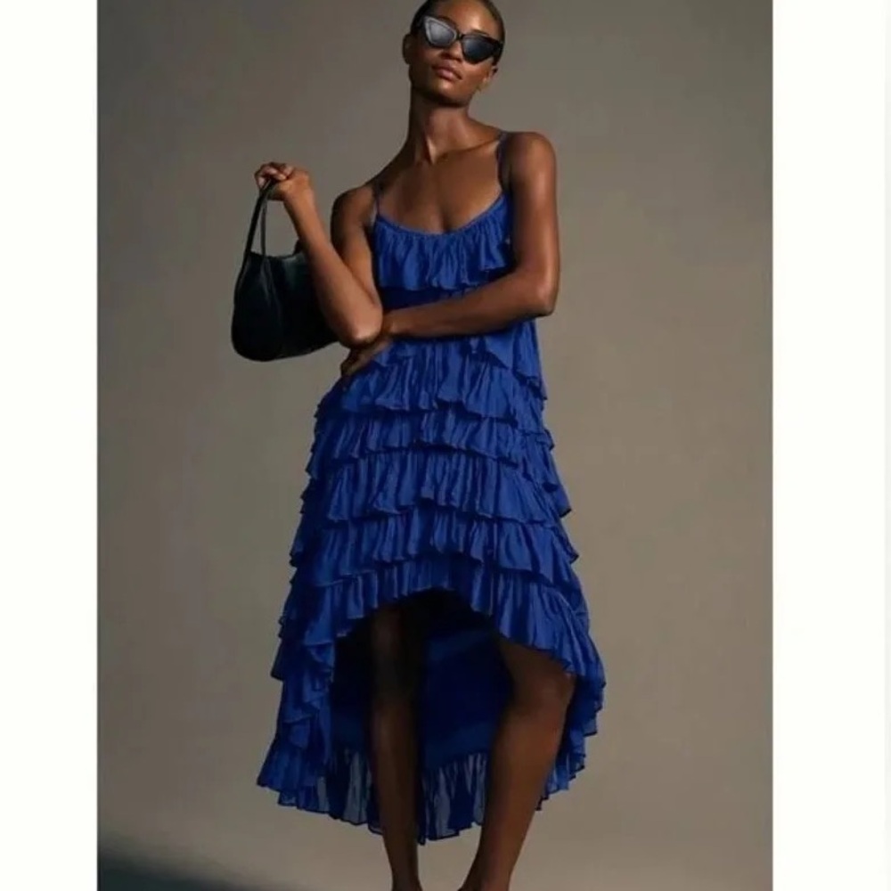 Amazing Anthropologie Royal Blue Tiered Ruffle Dress 💙